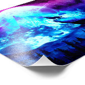 Farbenfroher Wolf heulen Fotodruck (Ecke)