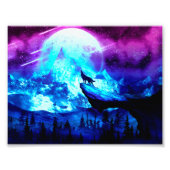 Farbenfroher Wolf heulen Fotodruck (Vorne)