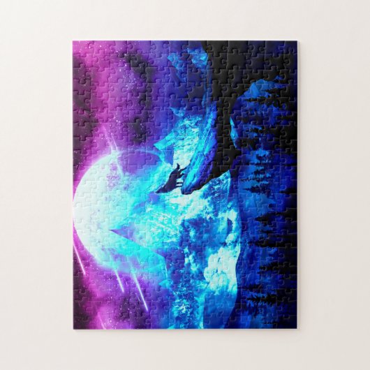 Farbenfroher Wolf heulen Puzzle (Vertikal)