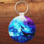 Farbenfroher Wolf heulen Schlüsselanhänger (Vorderseite)