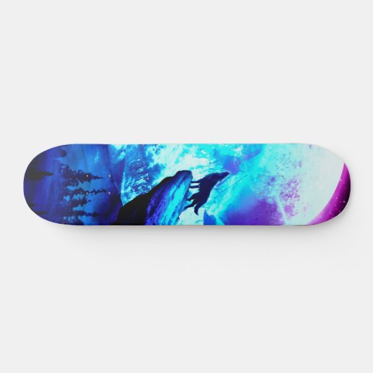 Farbenfroher Wolf heulen Skateboard (Horizontal)