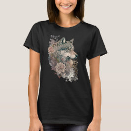 Farbenfroher Wolf und Florals Wasserfarbe in der N T-Shirt