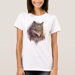 Farbenfroher Wolf und Florals Wasserfarbe in der N T-Shirt
