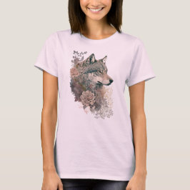 Farbenfroher Wolf und Florals Wasserfarbe in der N T-Shirt