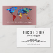 Farbenfroher World Map Travel Blog Visitenkarte (Vorne/Hinten)