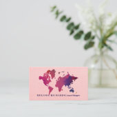 Farbenfroher World Map Travel Blog Visitenkarte (Stehend Vorderseite)