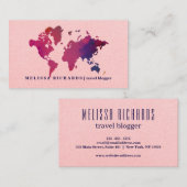 Farbenfroher World Map Travel Blog Visitenkarte (Vorne/Hinten)