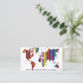 Farbenfroher World Map Travel Blog Visitenkarte (Stehend Vorderseite)