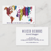 Farbenfroher World Map Travel Blog Visitenkarte (Vorne/Hinten)