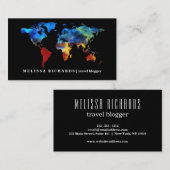 Farbenfroher World Map Travel Blog Visitenkarte (Vorne/Hinten)