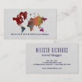 Farbenfroher World Map Travel Blog Visitenkarte (Vorne/Hinten)