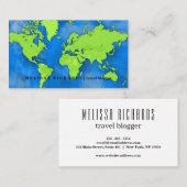 Farbenfroher World Map Travel Blog Visitenkarte (Vorne/Hinten)