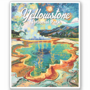 Farbenfroher Yellowstone-Nationalpark Van Gogh Ret Aufkleber