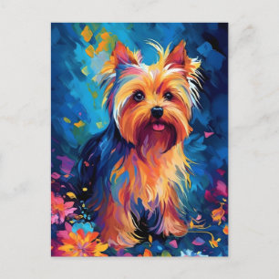 Farbenfroher Yorkshire Terrier Postkarte