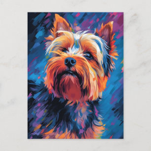 Farbenfroher Yorkshire Terrier Postkarte