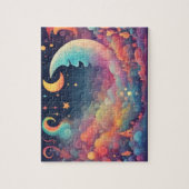 Farbenfroher Zauberhimmel mit Mond und Regenbogen Puzzle (Vertikal)
