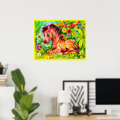 farbenfroher Zebra der 60er Jahre Poster (Heimbüro)
