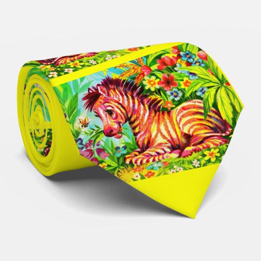 farbenfroher Zebradruck Krawatte (Gerollt)
