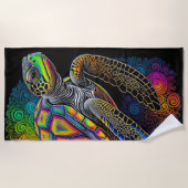 Farbenfroher Zeichn der Meeresschildkröte Strandtuch (Vorderseite)