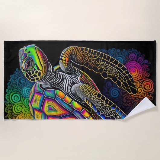 Farbenfroher Zeichn der Meeresschildkröte Strandtuch (Vorderseite)