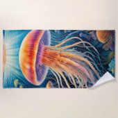 Farbenfroher Zeichn von Jelly Fish Strandtuch (Vorderseite)