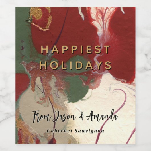 Farbenfroher, zeitgenössischer Abstrakter Urlaub Weinetikett (Einzelnes Label)