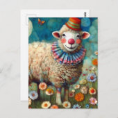 Farbenfroher Zirkus Clown Sheep Postkarte (Vorne/Hinten)