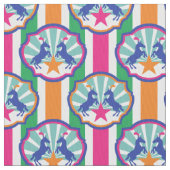Farbenfroher Zirkus Zeige Ponies Stripmuster Stoff (Nahaufnahme)