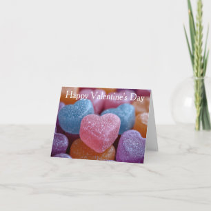 Farbenfroher Zucker Candy Hearts Valentine Gruß Feiertagskarte