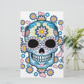 Farbenfroher Zuckerschädel Briefpapier (Stehend Vorderseite)