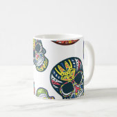 Farbenfroher Zuckerschädel: kompliziertes Muster. Kaffeetasse (VorderseiteRechts)