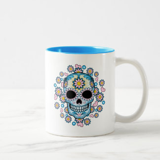 Farbenfroher Zuckerschädel Zweifarbige Tasse