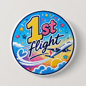 Farbenfrohes 1. Flugzeugsouvenir Button (Vorderseite)