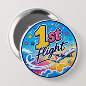 Farbenfrohes 1. Flugzeugsouvenir Button (Vorne & Hinten)