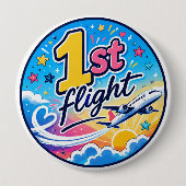Farbenfrohes 1. Flugzeugsouvenir Button (Vorderseite)