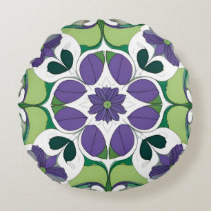 Farbenfrohes abstraktes Blumendesign Rundes Kissen