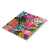 Farbenfrohes abstraktes Blumenmuster Fliese (Seite)