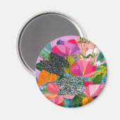 Farbenfrohes abstraktes Blumenmuster Magnet (Vorderseite/Rückseite)
