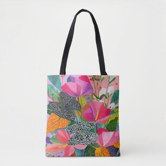 Farbenfrohes abstraktes Blumenmuster Tasche (Vorderseite)