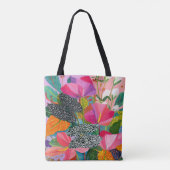 Farbenfrohes abstraktes Blumenmuster Tasche (Rückseite)