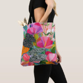 Farbenfrohes abstraktes Blumenmuster Tasche (Von Nahem)