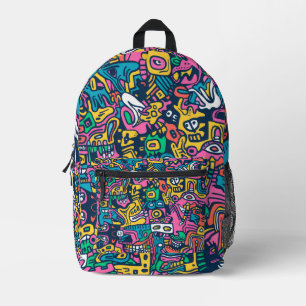 Farbenfrohes abstraktes Cartoon-Doodle Bedruckter Rucksack