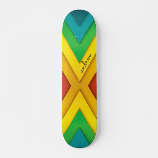 Farbenfrohes abstraktes Chevron-Muster Skateboard (Vorne)