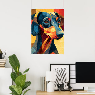 Farbenfrohes abstraktes Dachshund-Geometrie-Poster Poster