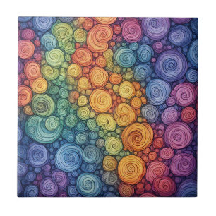 Farbenfrohes abstraktes Doodle-Swirbelmuster Fliese