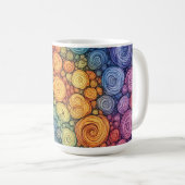 Farbenfrohes abstraktes Doodle-Swirbelmuster Kaffeetasse (VorderseiteRechts)