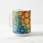 Farbenfrohes abstraktes Doodle-Swirbelmuster Kaffeetasse (Vorderseite Links)