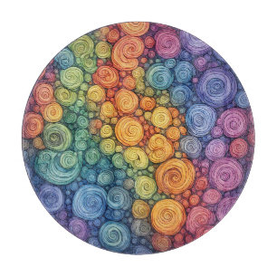 Farbenfrohes abstraktes Doodle-Swirbelmuster Schneidebrett