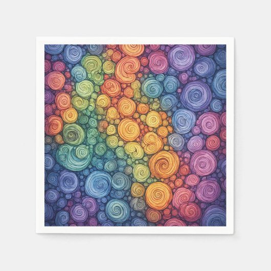 Farbenfrohes abstraktes Doodle-Swirbelmuster Serviette (Vorderseite)