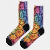 Farbenfrohes abstraktes Doodle-Swirbelmuster Socken (Linkes Detail)